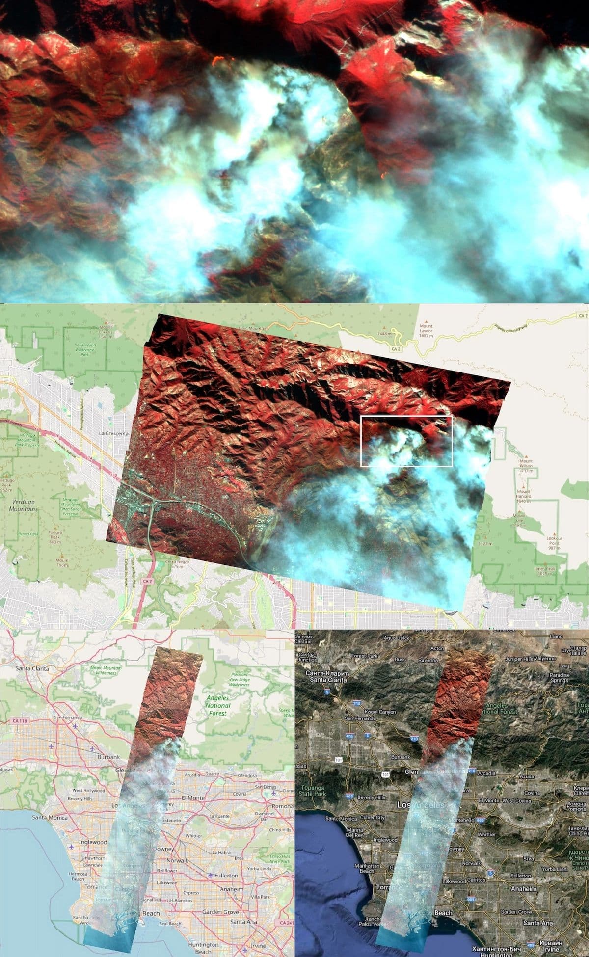 Zorkiy-2M" satellites captured images of the central part of Los Angeles. 